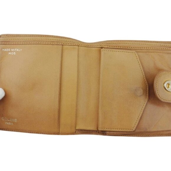 CELINE Bifold Wallet Brown beige gold Women Authentic  CELINE Bifold Wallet Beige brown gold Women Authentic secondhand